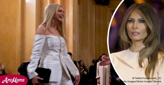 Ivanka Trump bares her shoulders in $3,000 pantsuit by a designer who refused to dress Melania