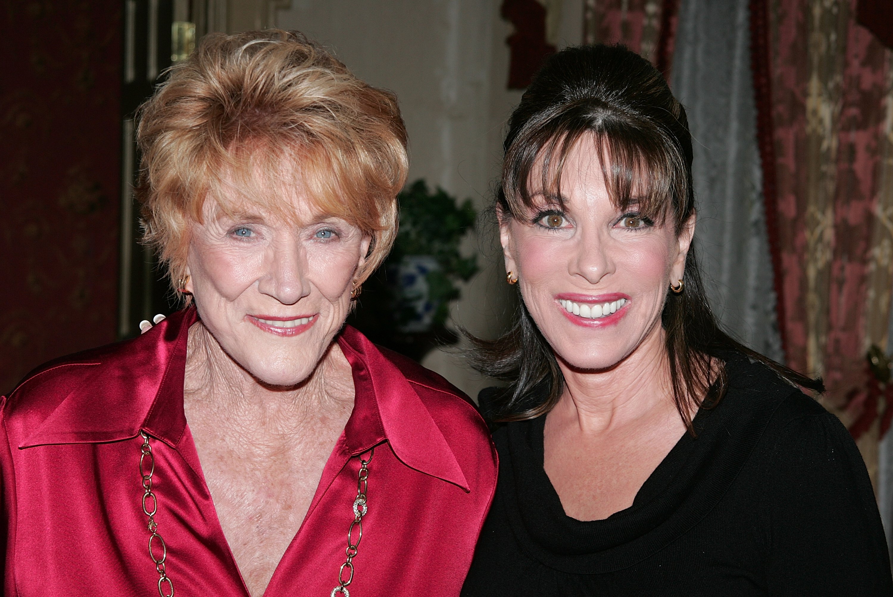 Actress Jeanne Cooper and Kate Linder during Cooper's 80th birthday celebration on "The Young and the Restless" stage at CBS Television City on October 24, 2008 in Los Angeles, California. / Source: Getty Images