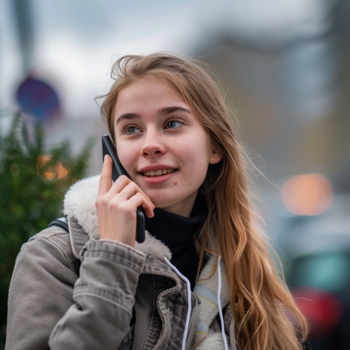 A teenage girl talking on the phone | Source: Midjourney