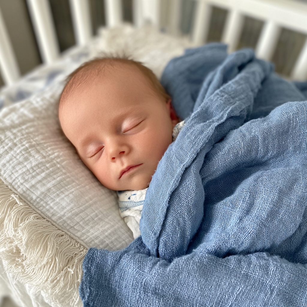A sleeping baby boy in his crib | Source: Midjourney