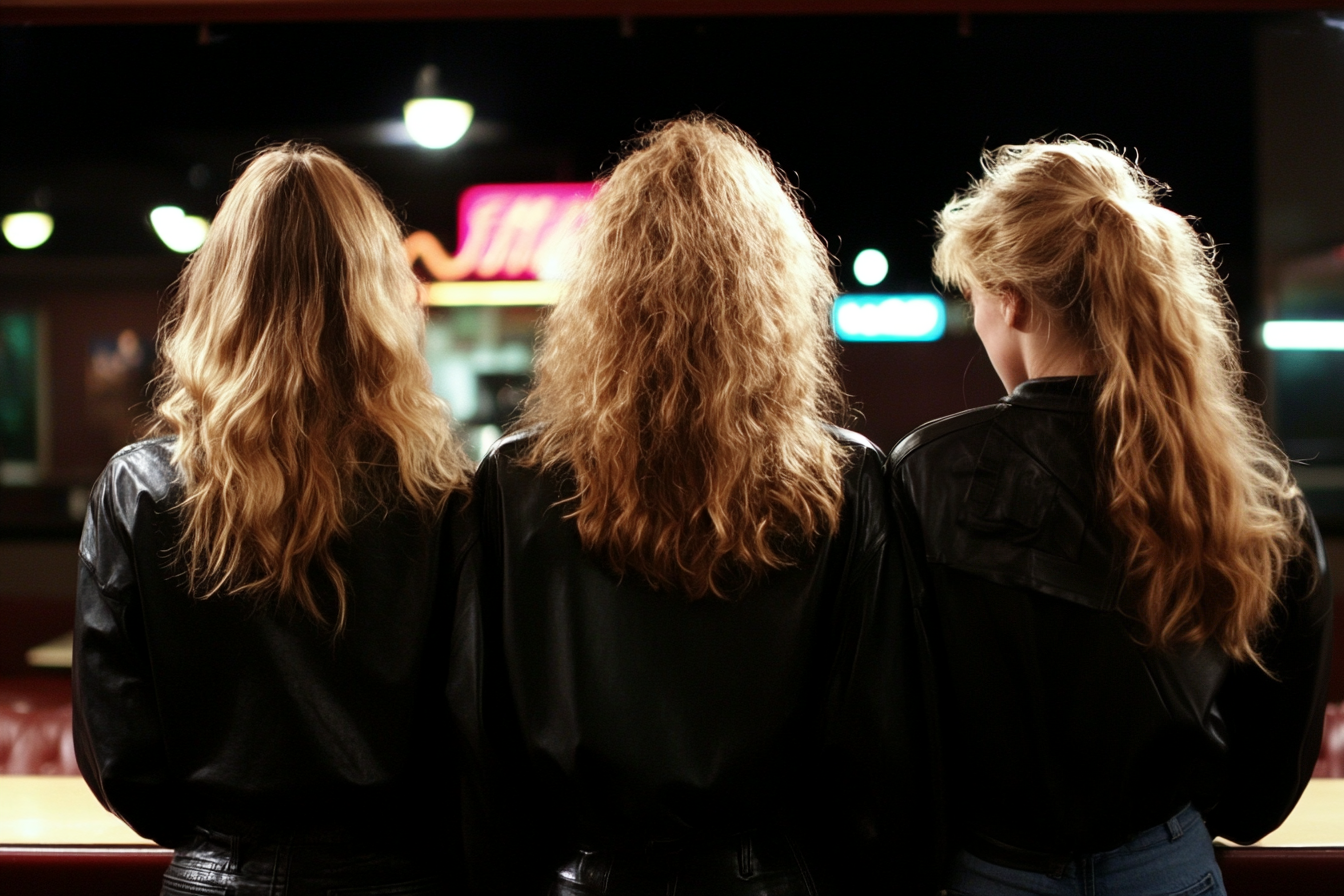 Three women standing in a restaurant | Source: Midjourney