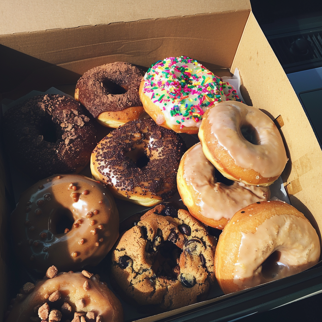 A box of donuts | Source: Midjourney