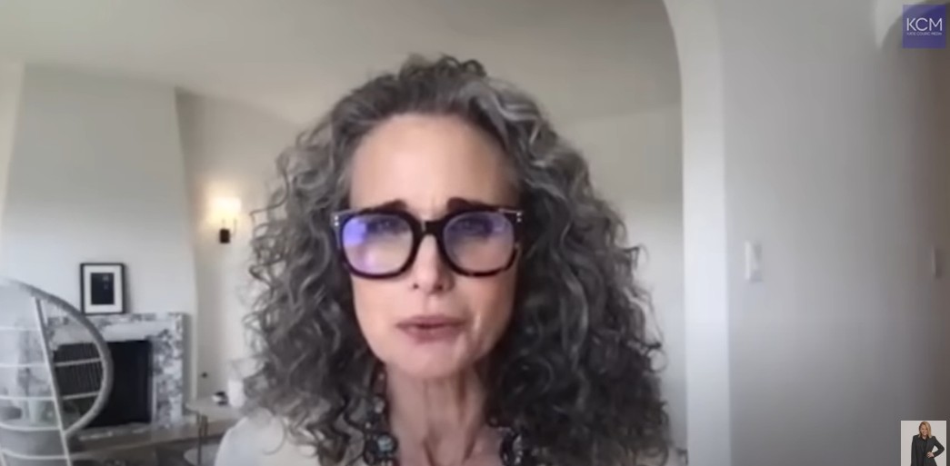 Andie MacDowell talking about aging on March 24, 2023 | Source: YouTube/Katie Couric