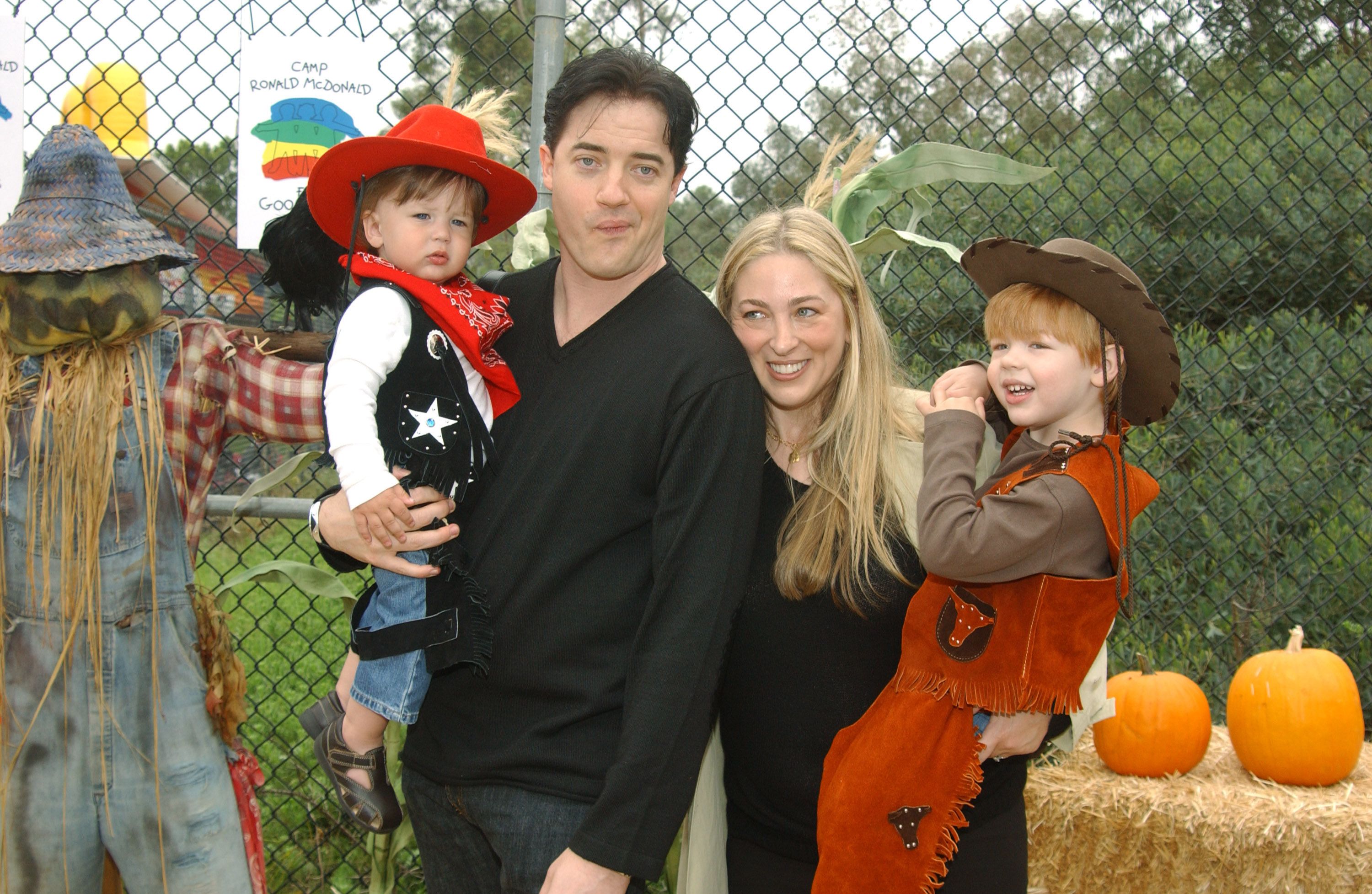 Brendan Fraser, his ex-wife Afton, and their sons, Holden and Griffin, at Camp Ronald McDonald for Good Times 13th Annual Halloween Carnival. | Source: Getty Images