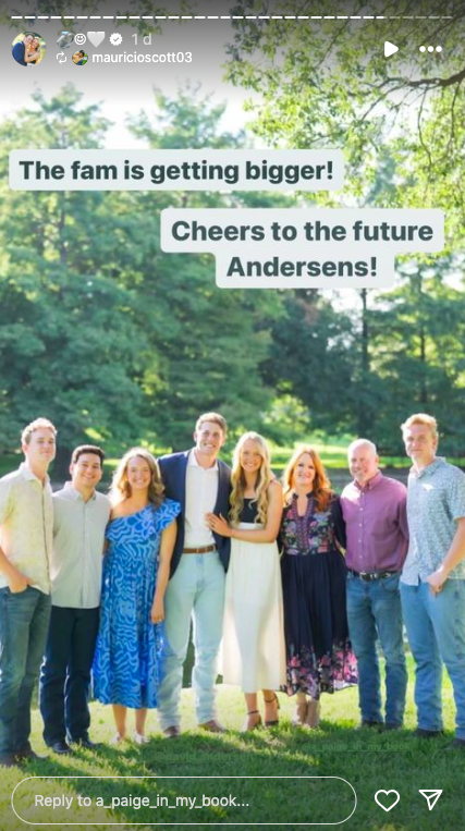 David Andersen and Paige Drummond posing for a picture with loved ones on their engagement day, posted on August 4, 2024 | Source: Instagram/a_paige_in_my_book