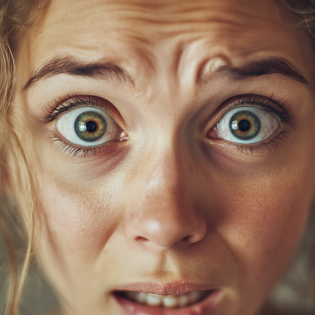 A close up of a shocked woman | Source: Midjourney