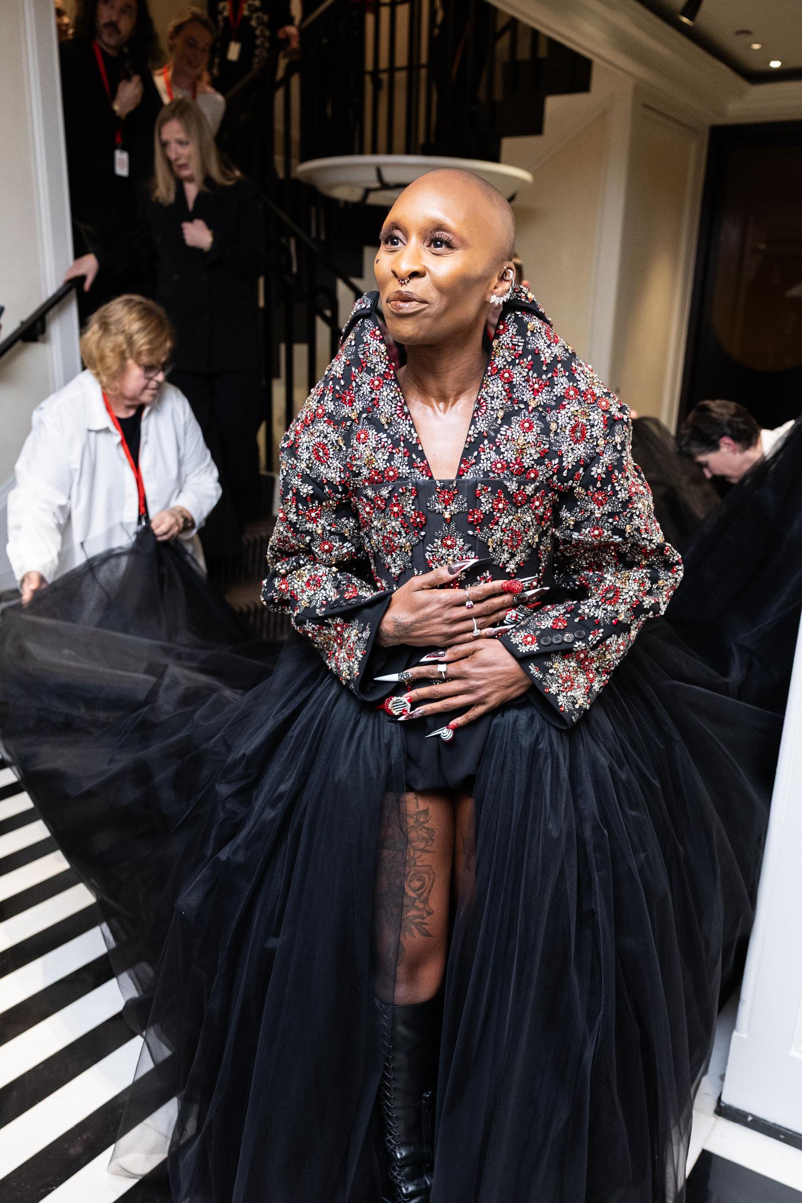 Cynthia Erivo at The Mark Hotel before the Met Gala "Superfine: Tailoring Black Style" on May 5, 2025, in New York, New York | Source: Getty Images
