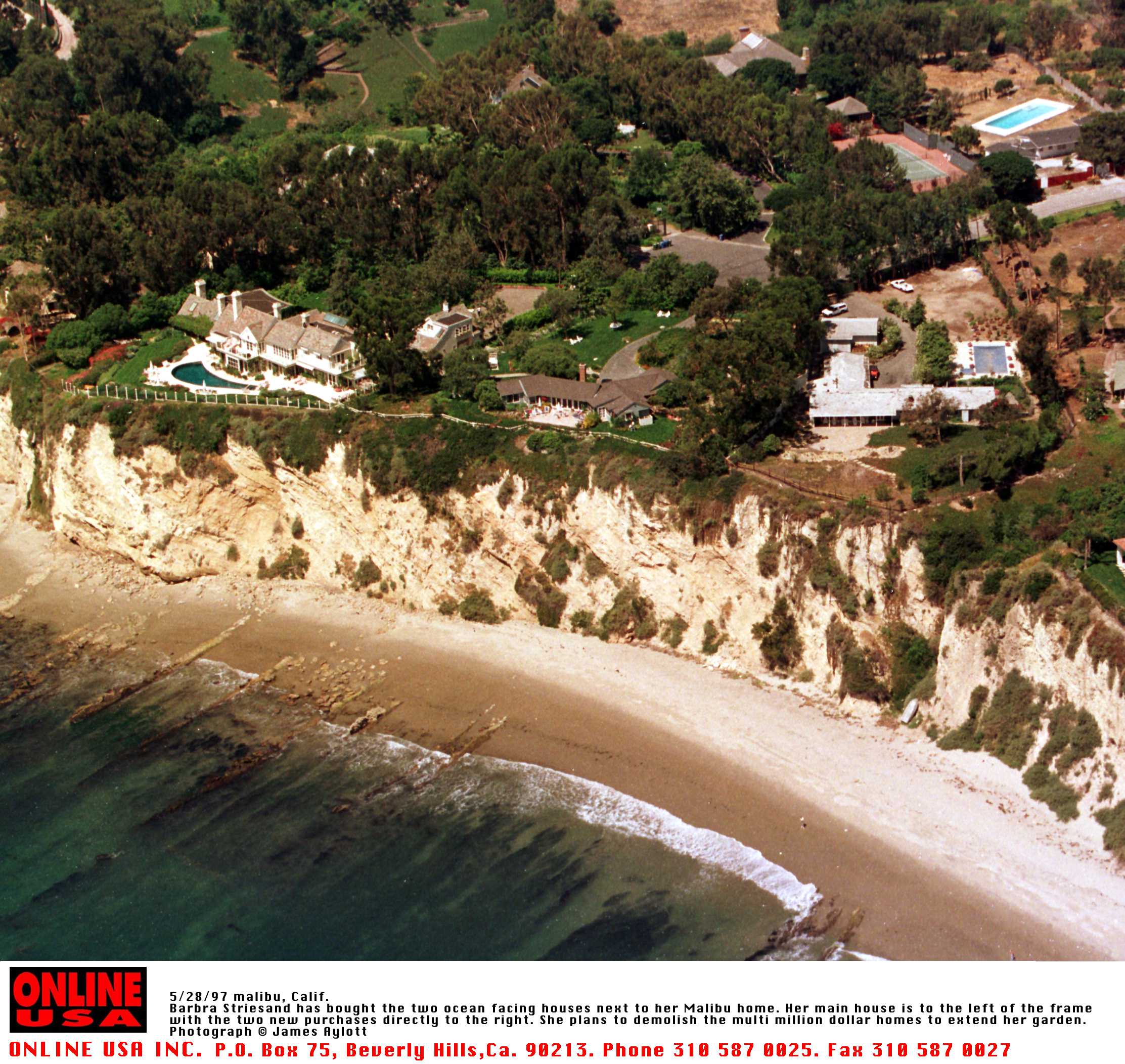 Barbra Streisand's home as captured on May 28, 1997 in Malibu, California | Source: Getty Images