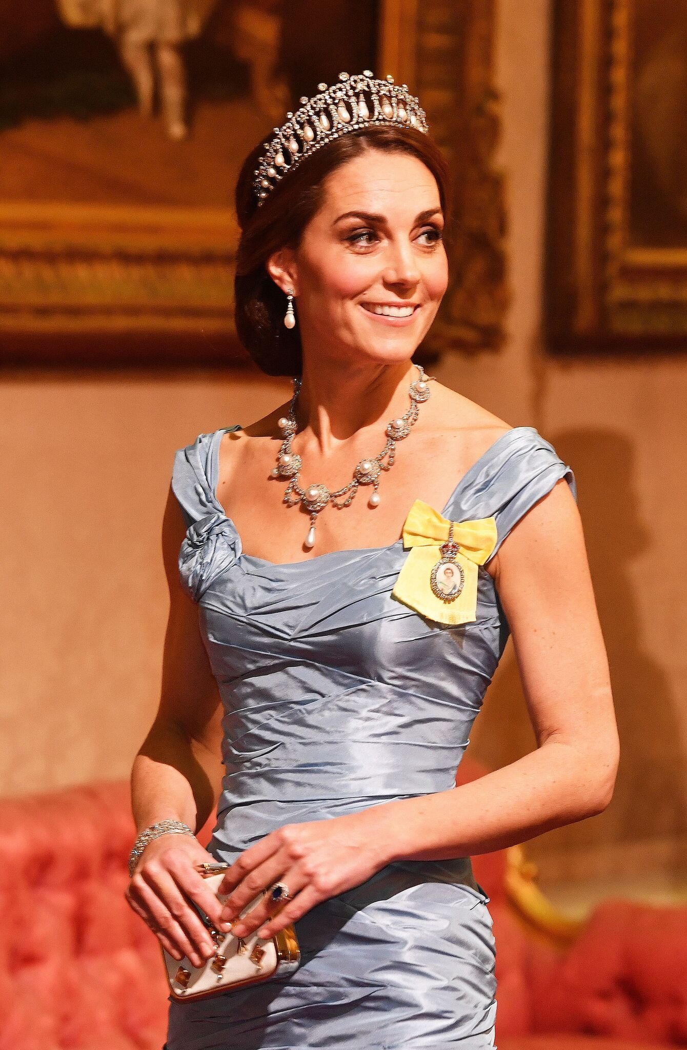 Duchess of Cambridge during a State Banquet at Buckingham Palace on October 23, 2018 | Getty Images