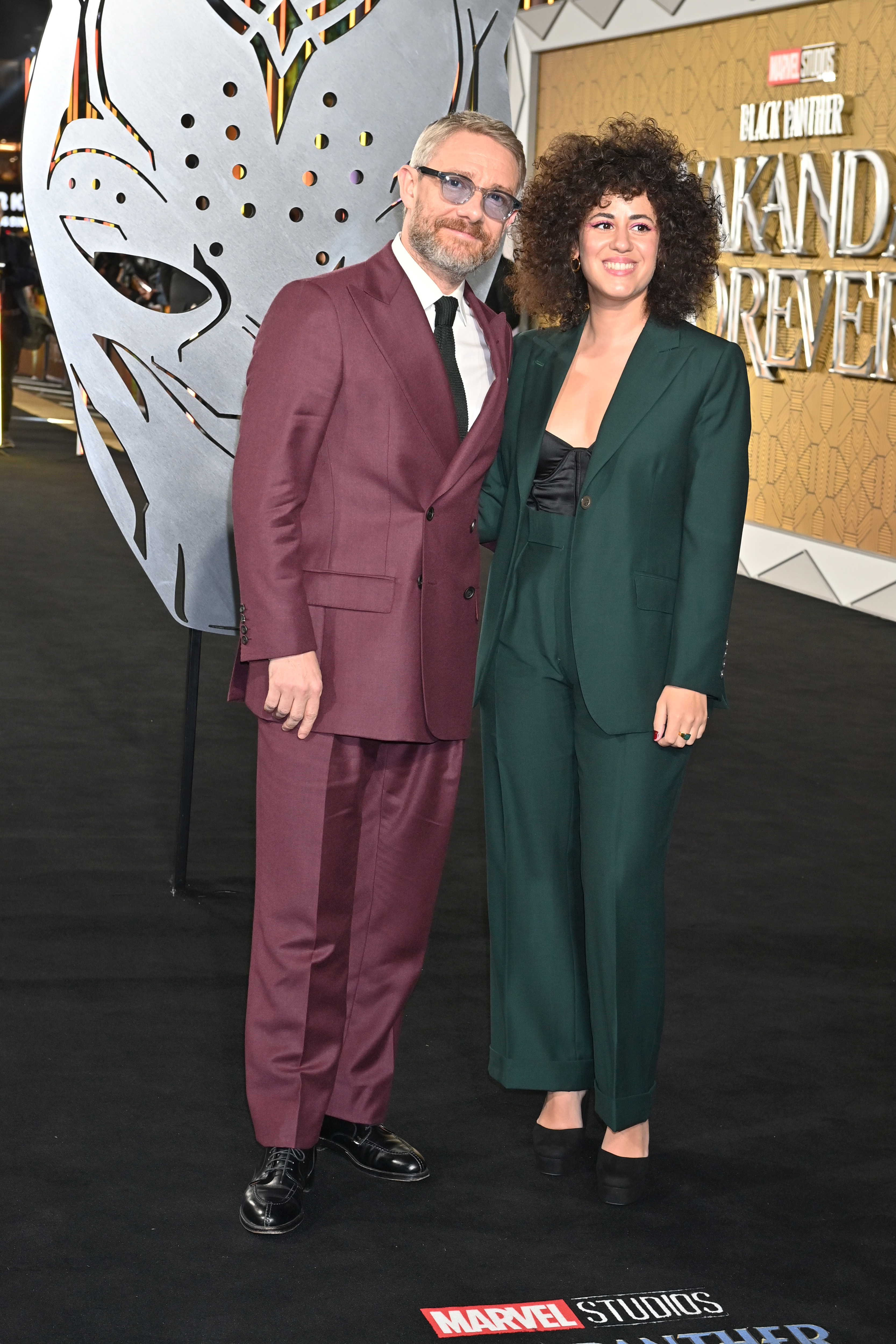 Martin Freeman and Rachel Mariam ar photographed at the European Premiere of "Black Panther: Wakanda Forever" at Cineworld Leicester Square on November 3, 2022, in London, England | Source: Getty Images