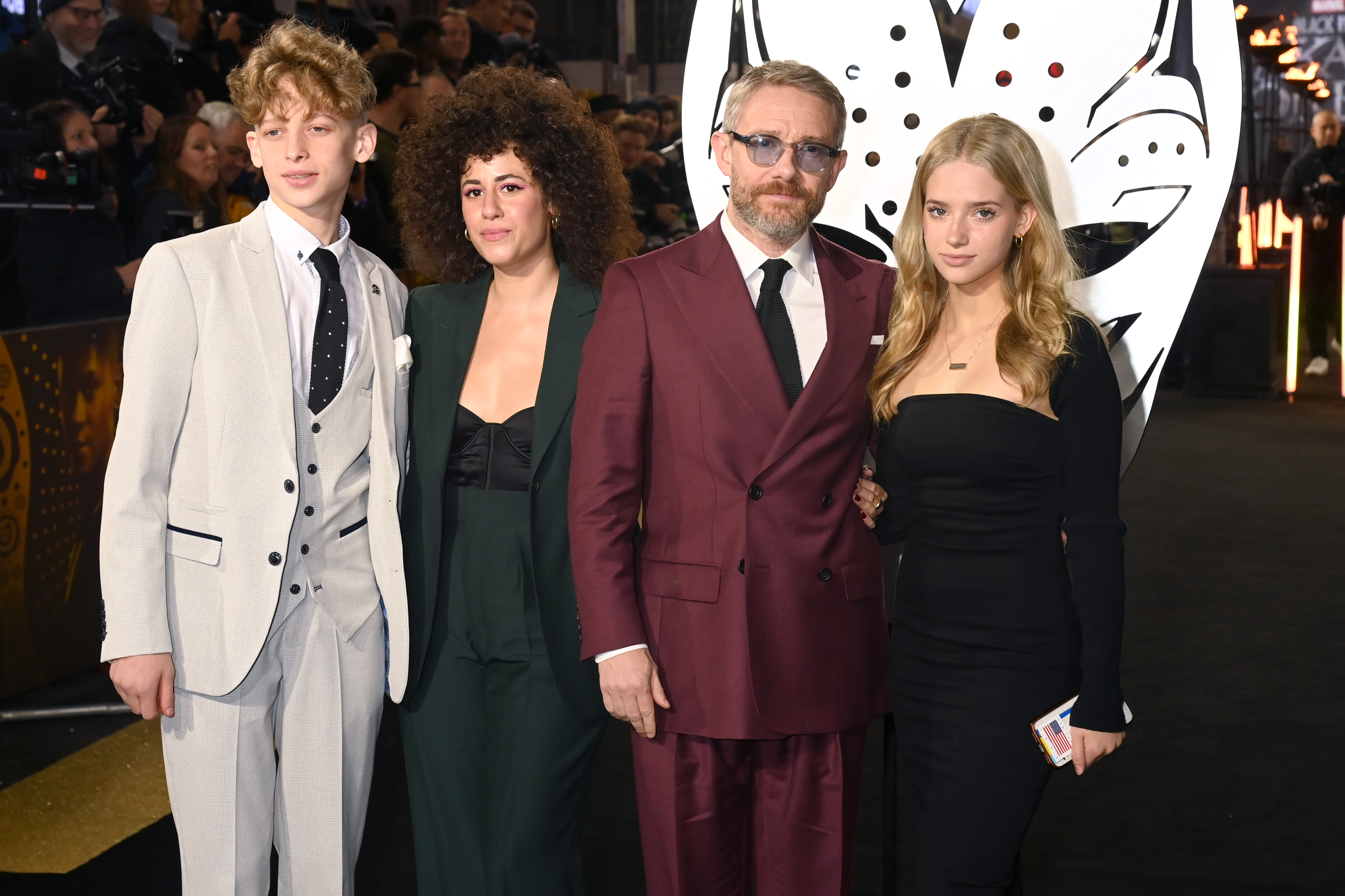 Joe Freeman, Rachel Mariam, Martin Freeman and Grace Freeman attend the "Black Panther: Wakanda Forever" European Premiere at Cineworld Leicester Square on November 3, 2022, in London, England | Source: Getty Images