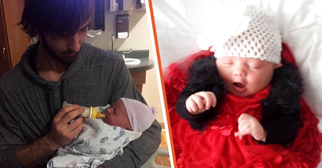 Coby Nielsen alimentando a su bebé [Izquierda]; Bebé de Coby Nielsen. [Derecha] | Foto: Facebook.com/colby.nielsen.18