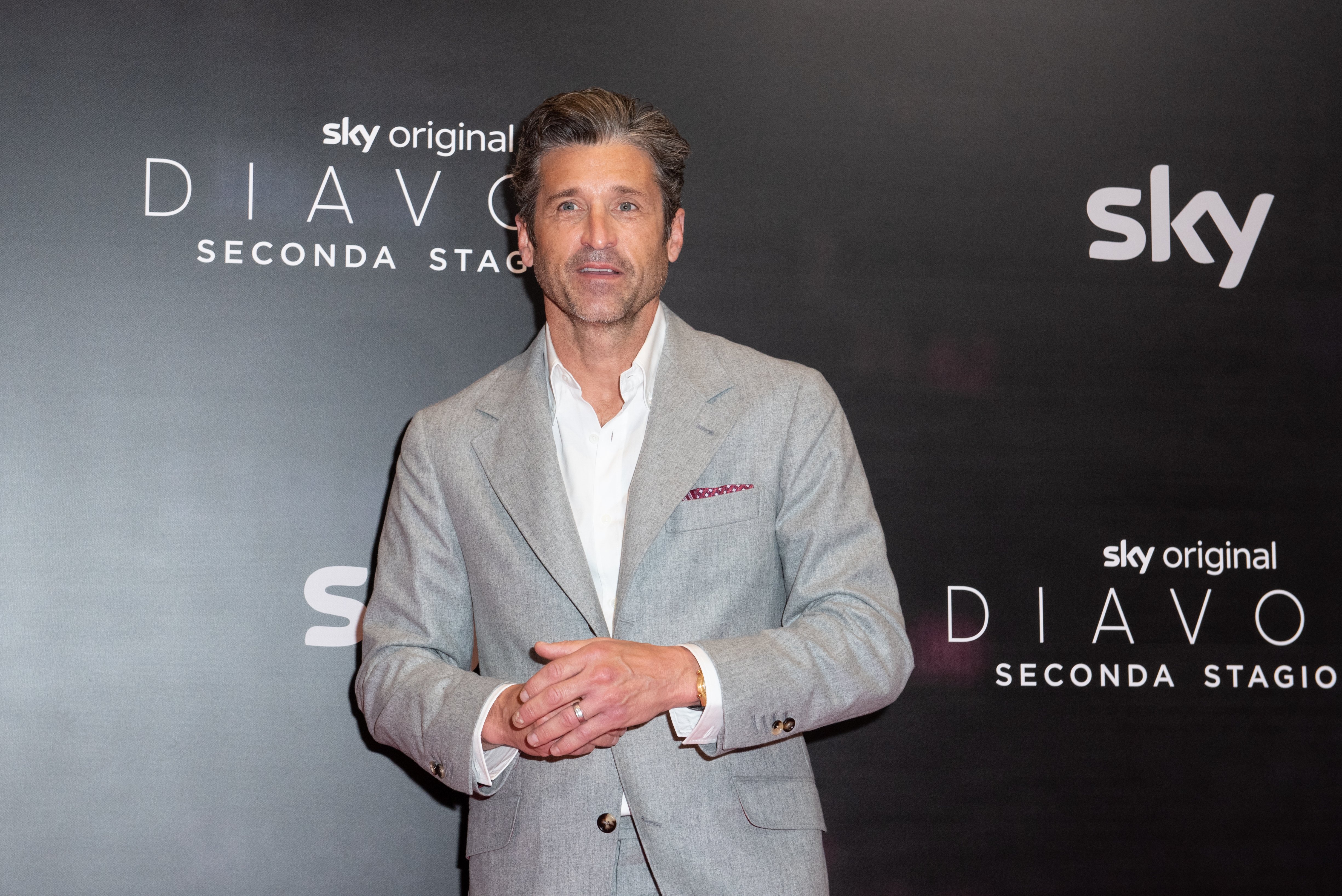 Patrick Dempsey during the photocall for the press presentation of the second season of Devils, produced by Sky Original. Milan (Italy), April 8, 2022. | Source: Getty Images 