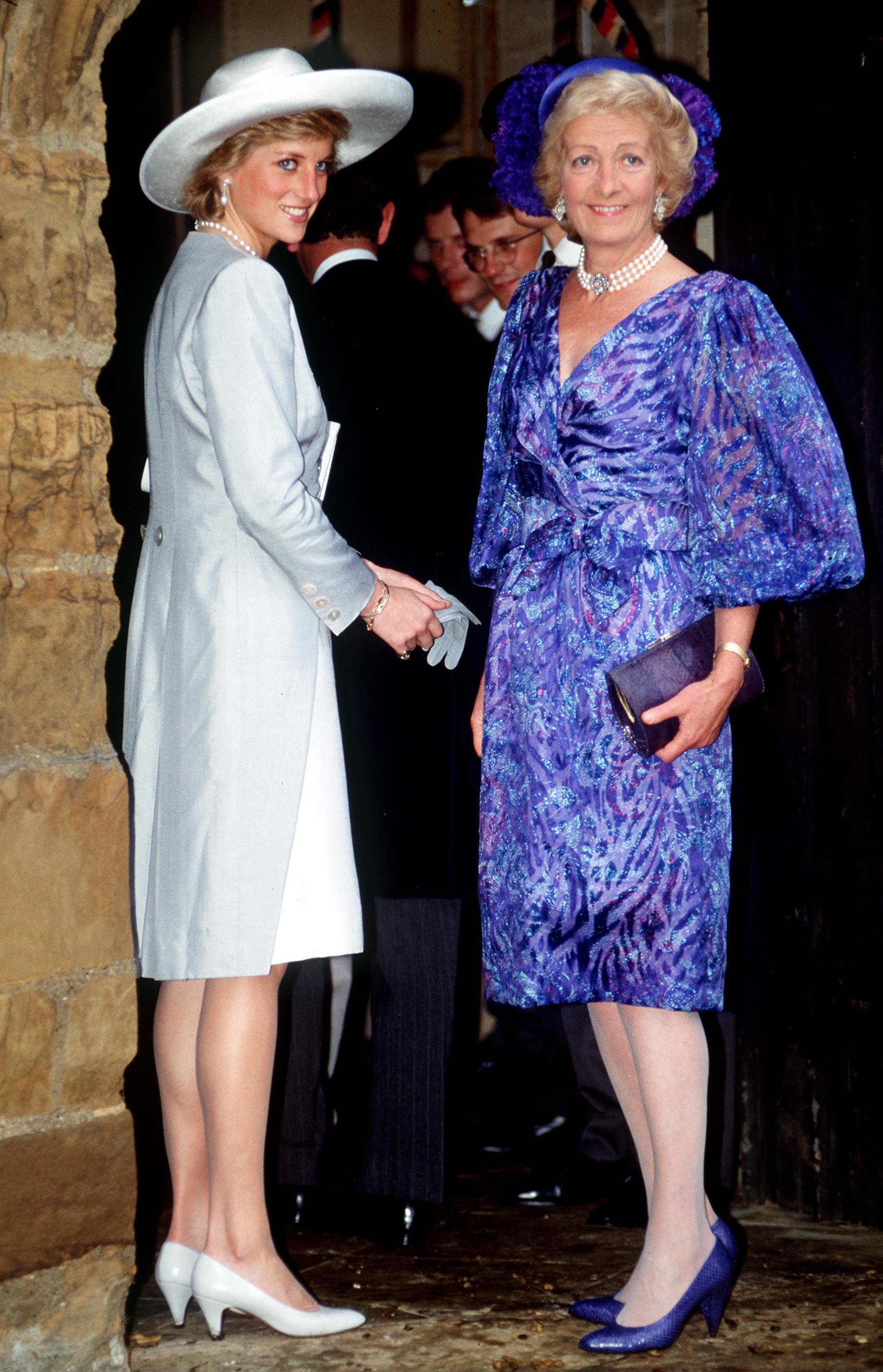 Princess Diana and her mother Frances Shand-Kydd attending the wedding of Viscount and Viscountess Althorp at the church of St Mary The Virgin in Great Brington. | Source: Getty Images