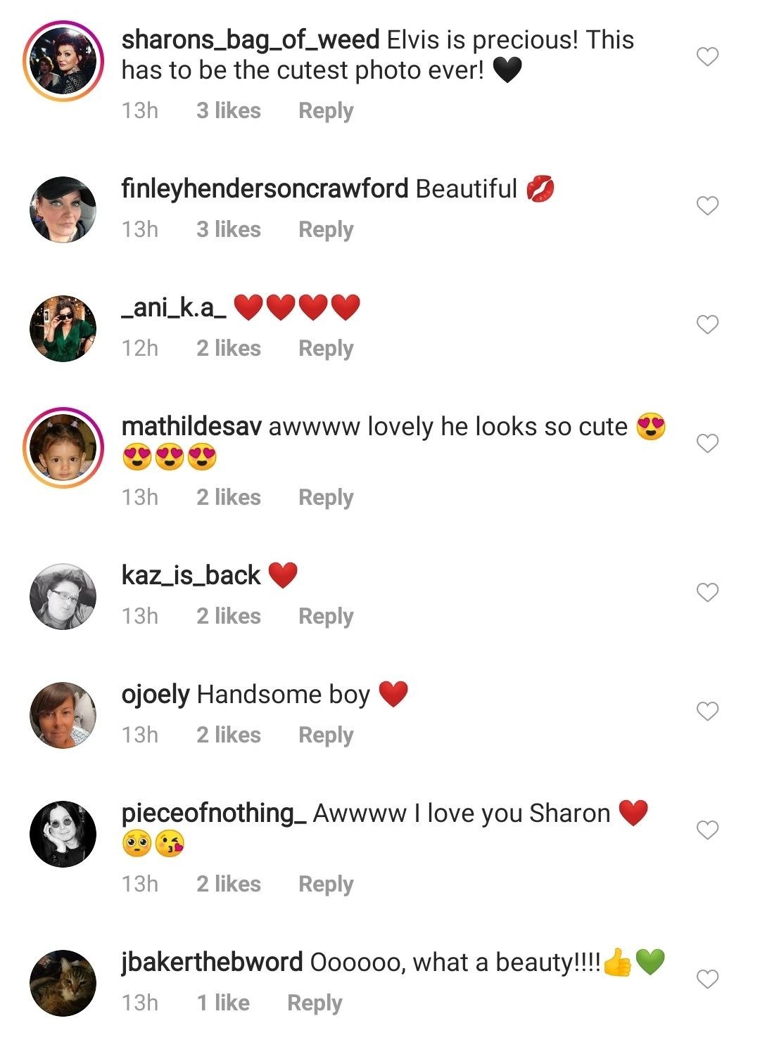 Comments on Sharon Osbourne's post | Source: Instagram/ Sharon Osbourne