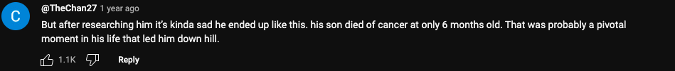 Ein Screenshot eines Kommentars, der Steve Harwells letzten Auftritt mit Smash Mouth zeigt, gepostet am 12. Oktober 2021 | Quelle: YouTube/penguinz0