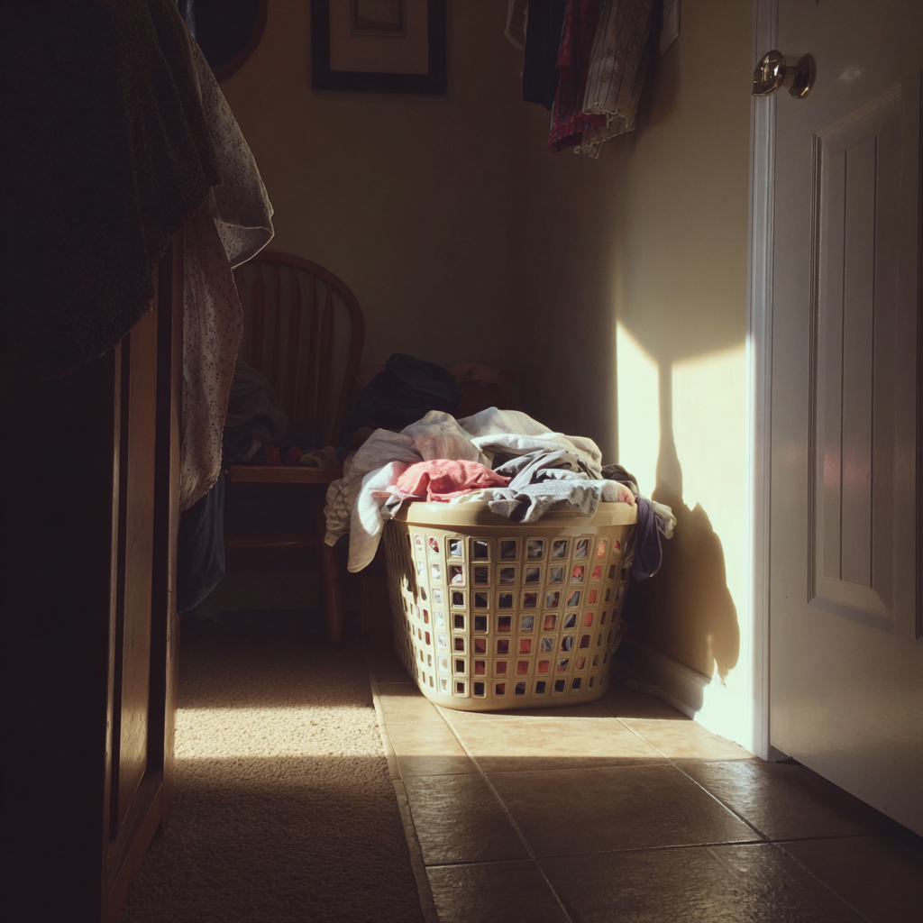 A laundry basket full of clothes | Source: Midjourney