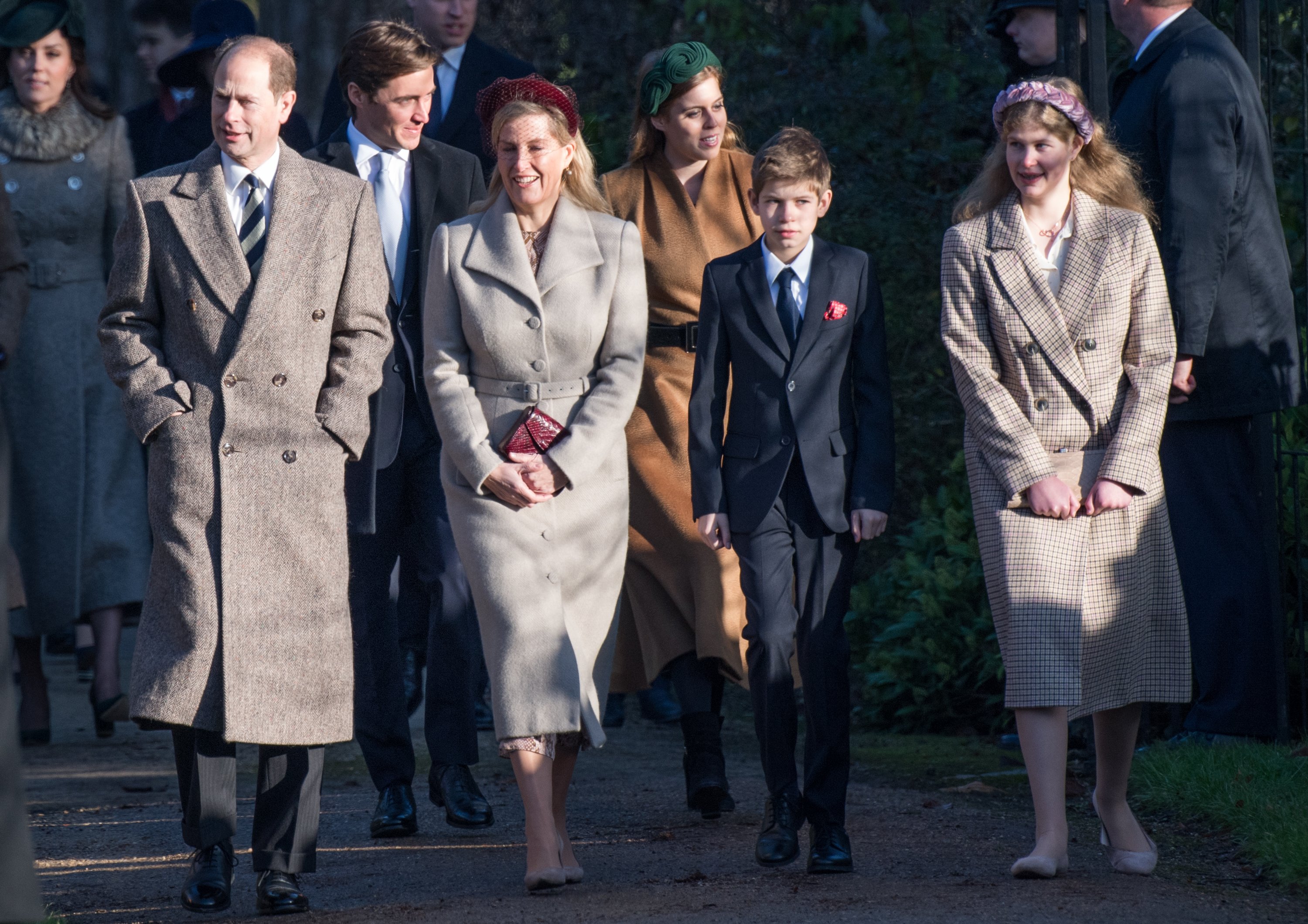 Prince Edward, Earl of Wessex and Sophie, Countess of Wessex with James Viscount Severn and Lady Louise Windsor at Sandringham Estate's Church of St. Mary Magdalene on December 25, 2019, in King's Lynn, United Kingdom. | Source: Getty Images