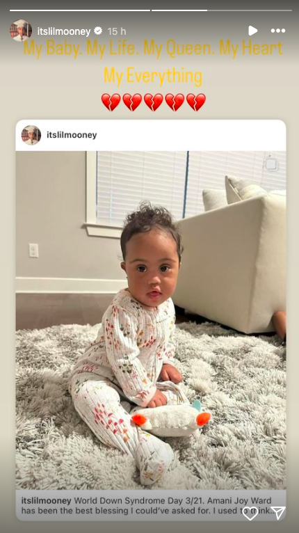 Charvarius Ward's second Instagram Story post about the death of his child | Source: Instagram/itslilmooney