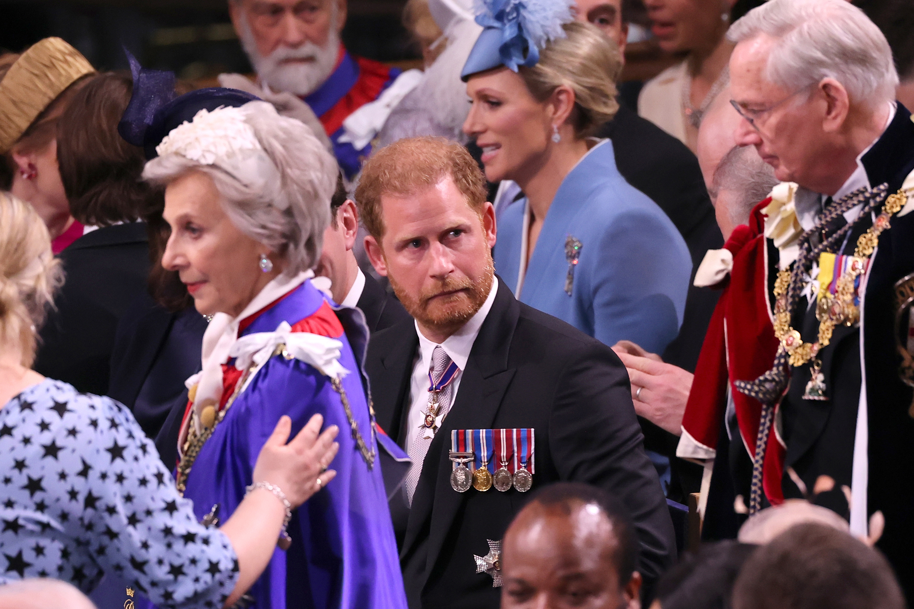 Prinz Harry bei der Krönung von König Charles III. und Königin Camilla in der Westminster Abbey am 6. Mai 2023 in London, England. | Quelle: Getty Images