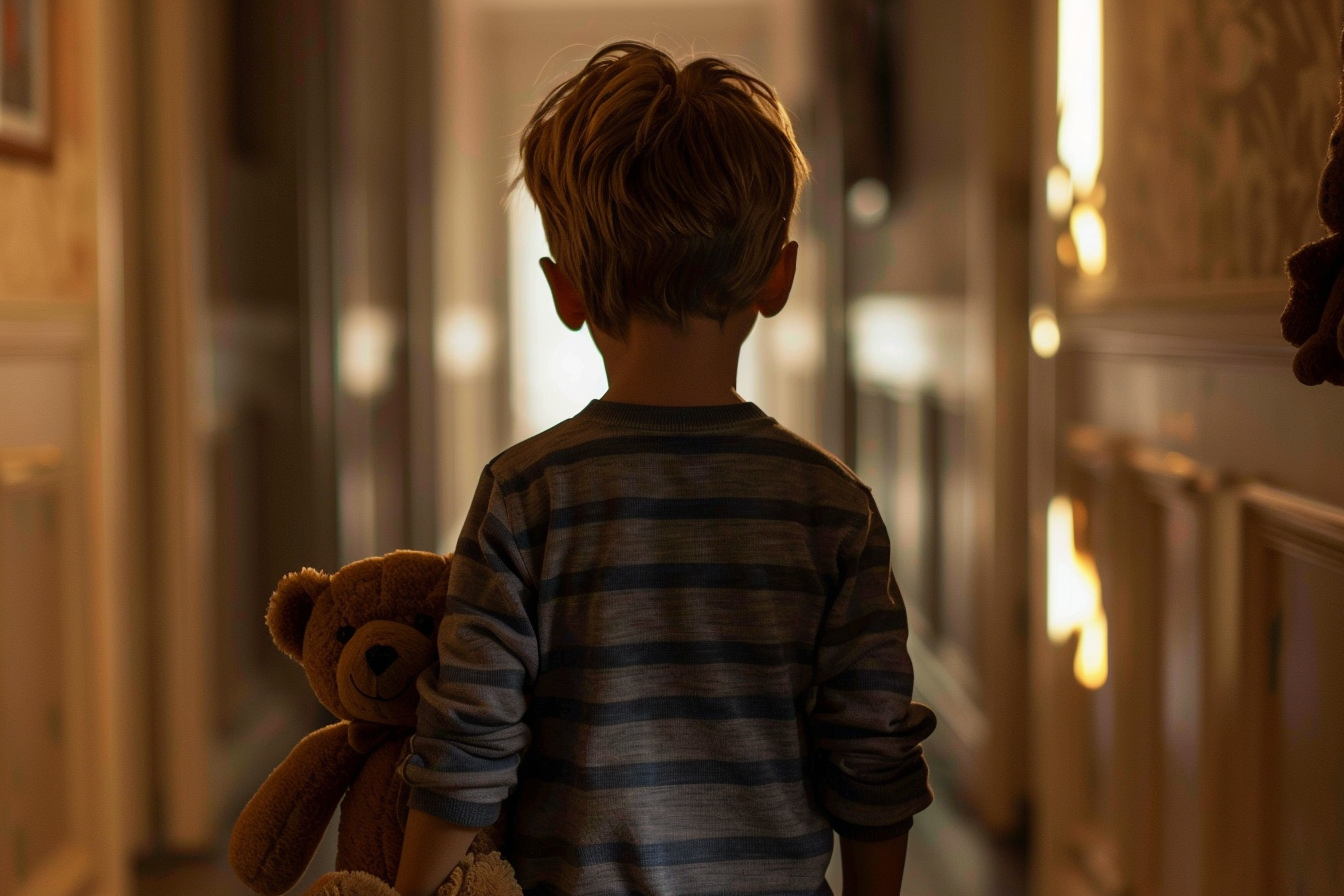 A boy walking down a corridor | Source: Midjourney