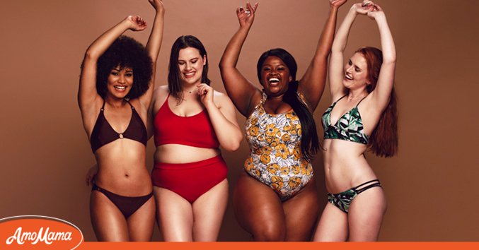 Four women of different sizes in swimsuits | Source: Shutterstock