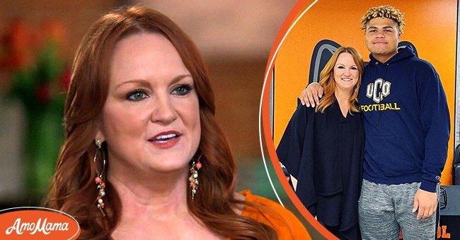 Photo of Ree Drummond in an interview, Photo of Ree Drummond and Jamar as he officially signed to play football at University of Central Oklahoma | Photo: Instagram.com/thepioneerwoman, Youtube.com/CBS Sunday Morning