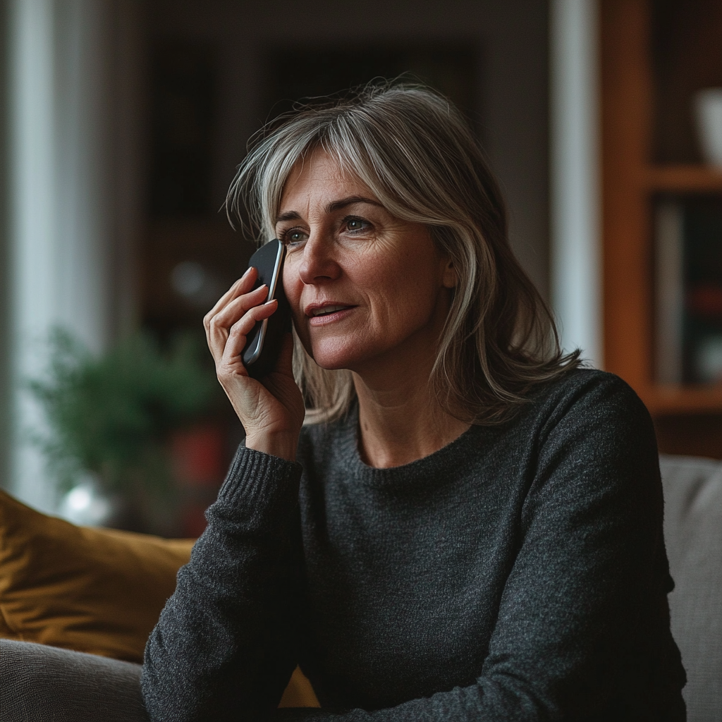 A woman talking on her phone | Source: Midjourney