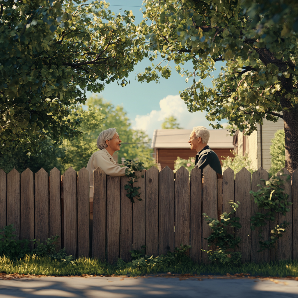 Two neighbors gossiping | Source: Midjourney