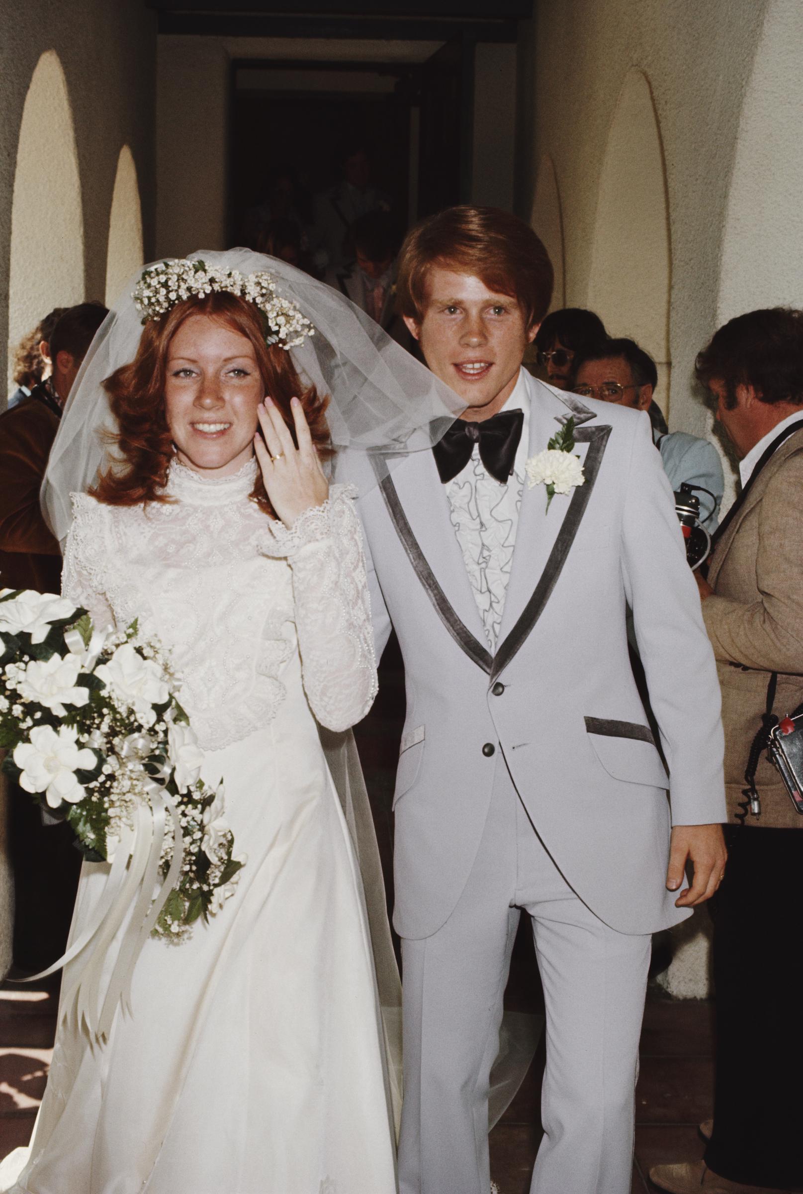 Cheryl Alley and Ron Howard's wedding at the Magnolia Park United Methodist Church in Burbank, California, on June 7, 1975. Photo: Getty Images
