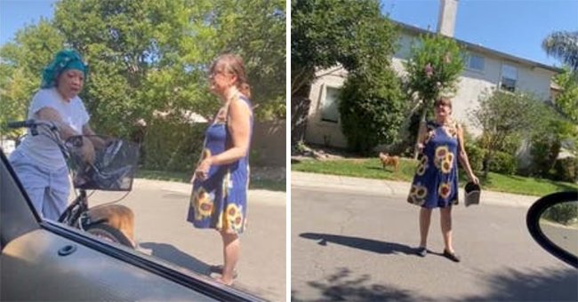 Ronnie Marie Paiva being approached by the woman walking her dog | Photo: Tiktok.com/prettii_tb