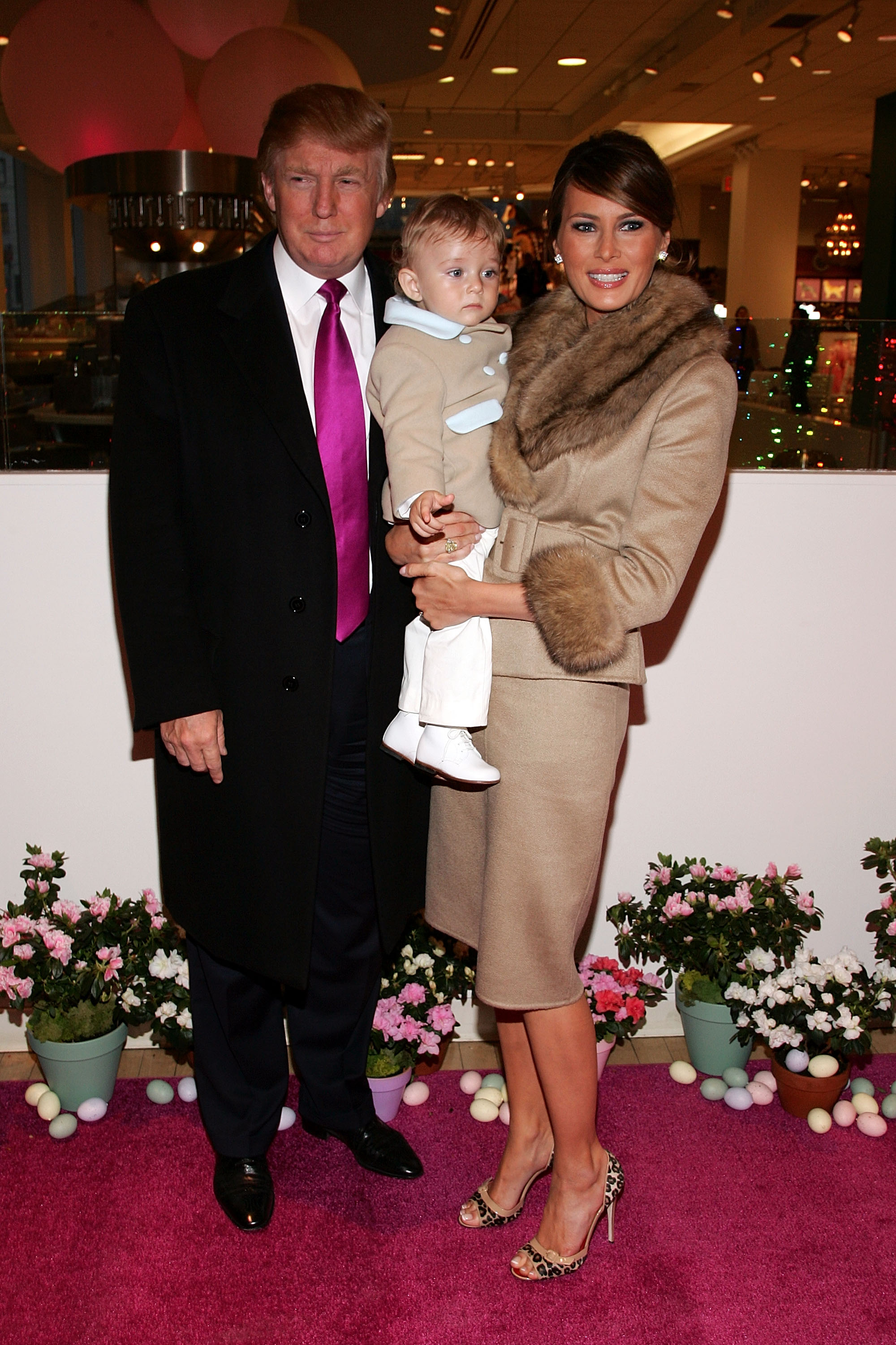 Donald and Melania Trump with their son Barron at the Society of Memorial Sloan-Kettering Cancer Center's 16th Annual Bunny Hop event on March 13, 2007, in New York. | Source: Getty Images