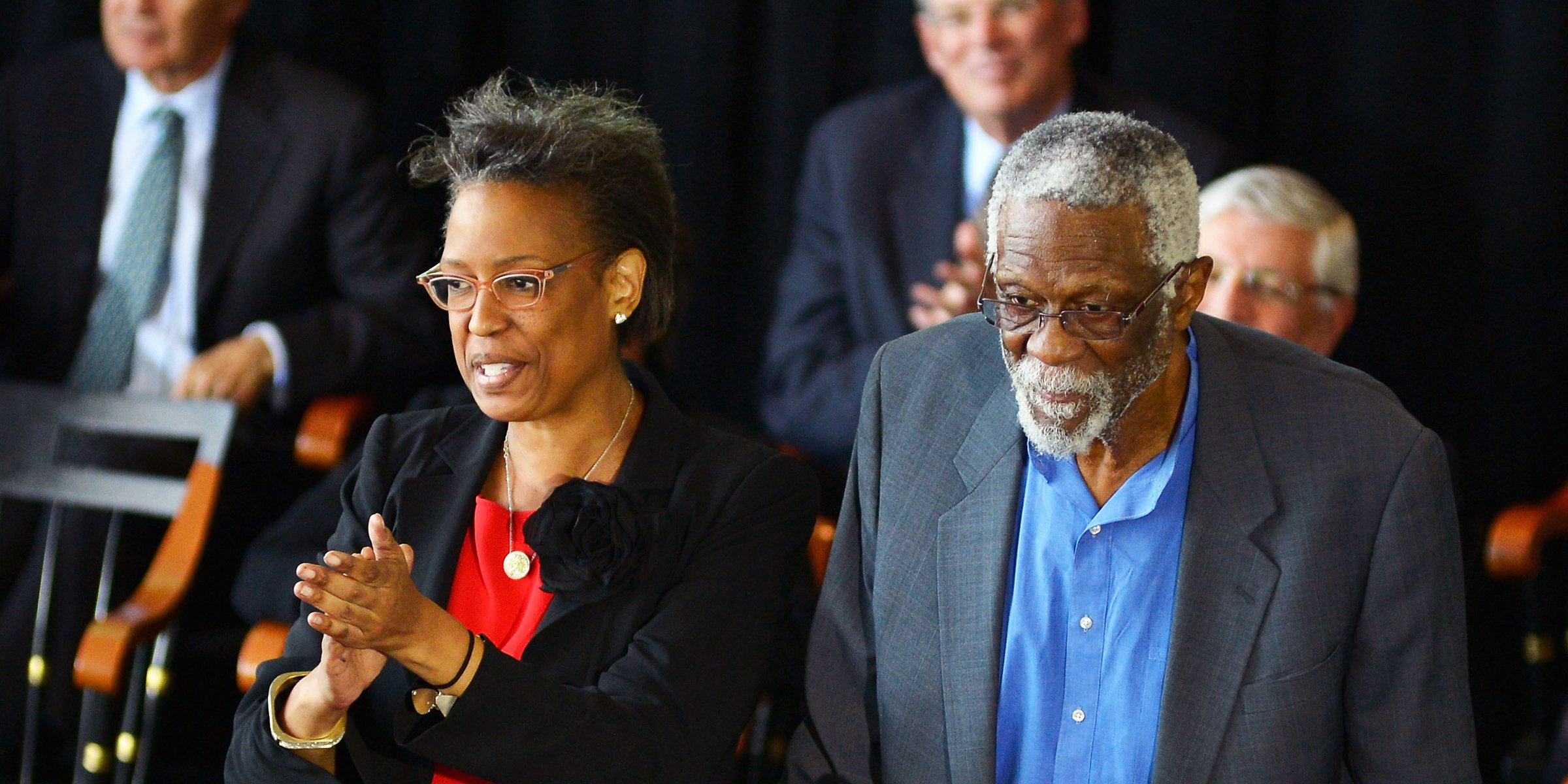  Karen Kenyatta Russel with Bill Russell. | Source: Getty Images