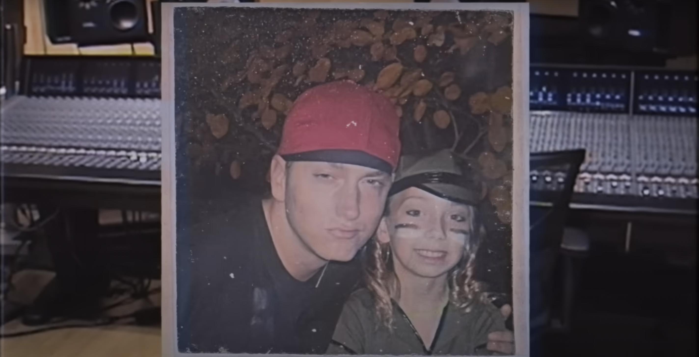 Eminem and his daughter Hailie Jade in a clip uploaded on October 3, 2024 | Source: YouTube/EminemMusic