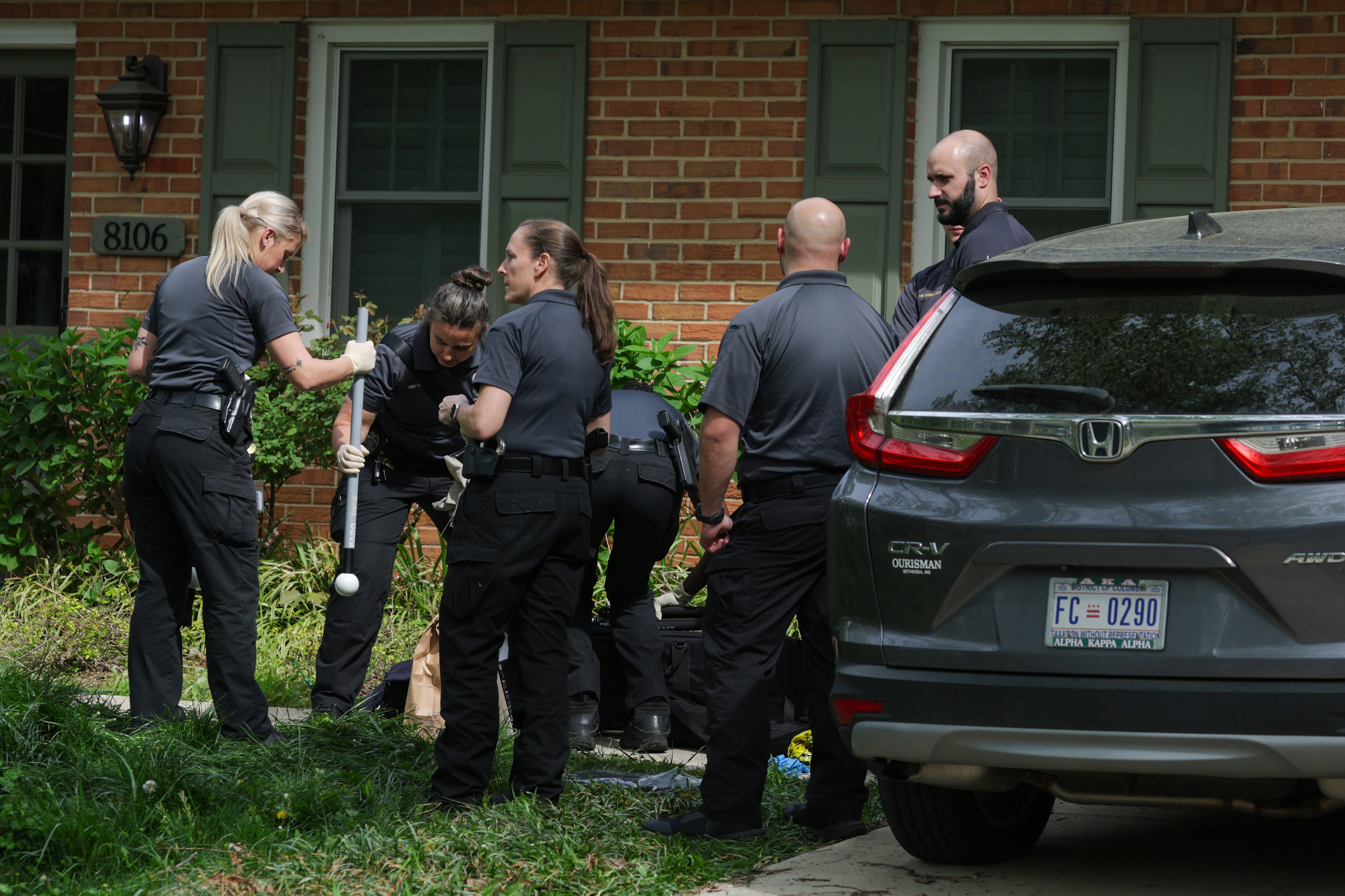 Fairfax County Police secure a crime scene outside the home of former Virginia Lt Gov Justin Fairfax on April 16, 2026 in Annandale, Virginia. | Source: Getty Images