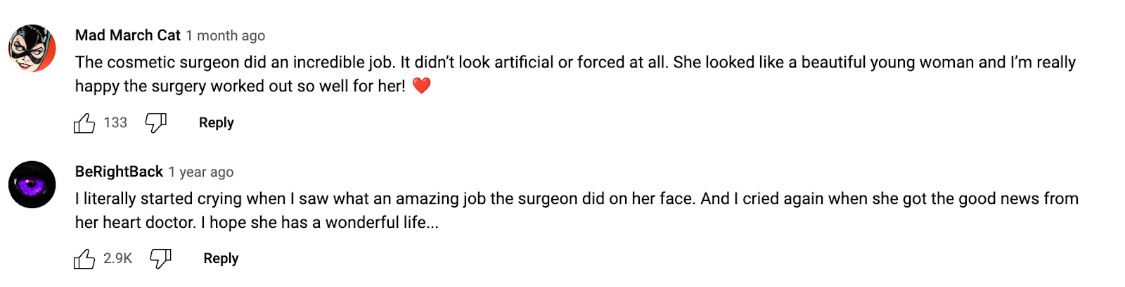 Comments about Zara Hartshorn | Source: Youtube.com/Our Life