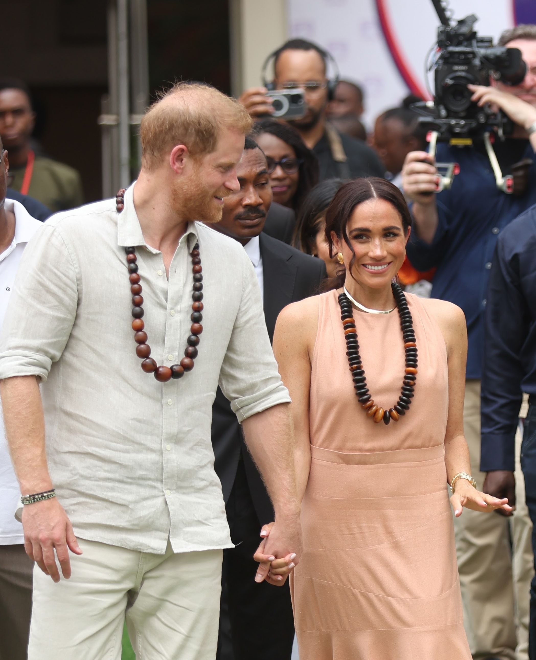 Prince Harry and Meghan Markle visit the Lightway Academy on May 10, 2024, in Abuja, Nigeria. | Source: Getty Images