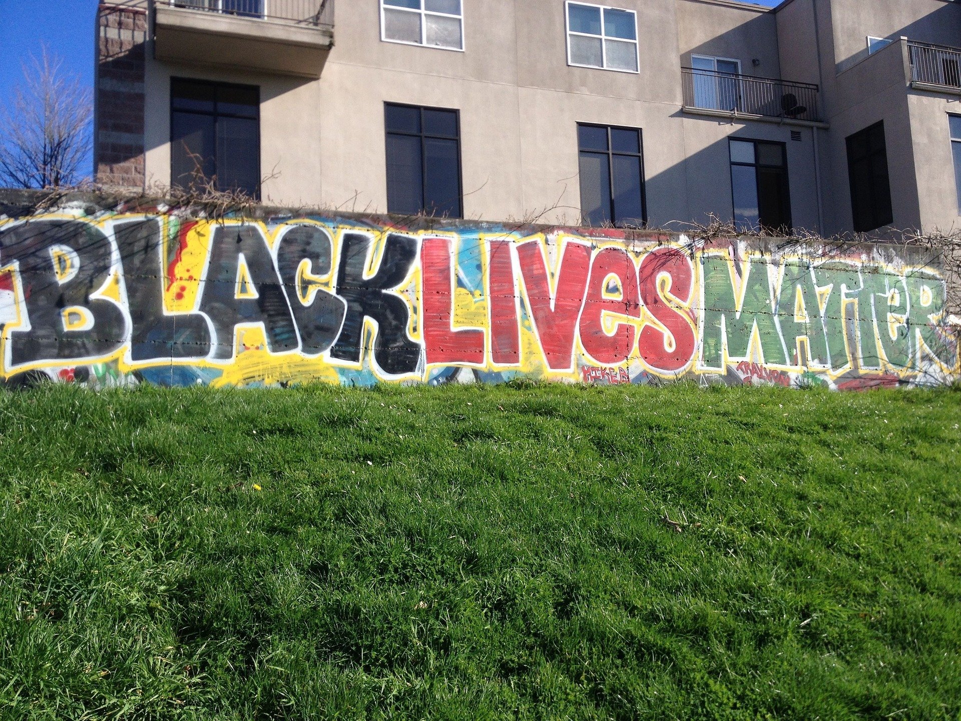 A "Black Lives Matter" mural at a boundary wall | Source: Getty Images