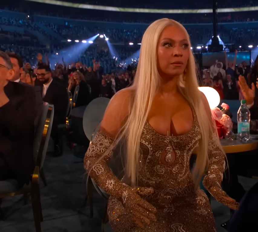 Beyoncé's shocked reaction to hearing Taylor Swift announcing her as the winner for Best Country Album at the Grammys, posted on February 3, 2025. | Source: YouTube/Recording Academy/Grammys