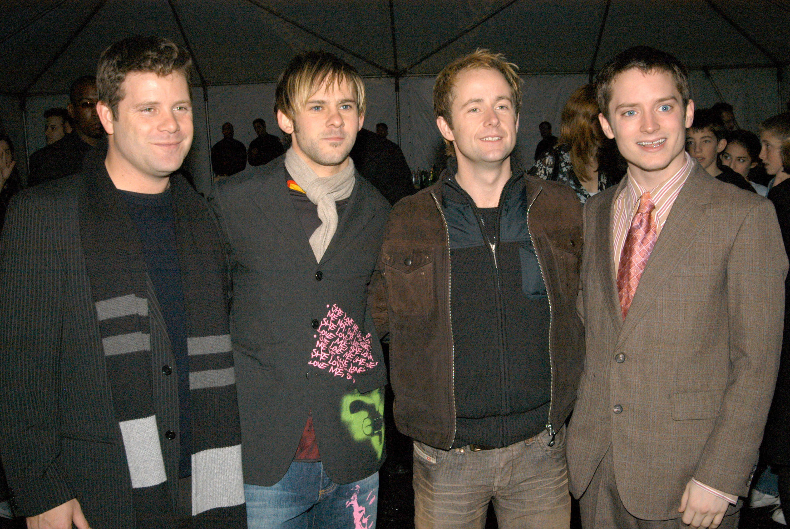 Sean Astin, Dominic Monaghan, Billy Boyd, and Elijah Wood at "The Lord of The Rings: The Return of The King" special screening in New York on December 15, 2003. | Source: Getty Images