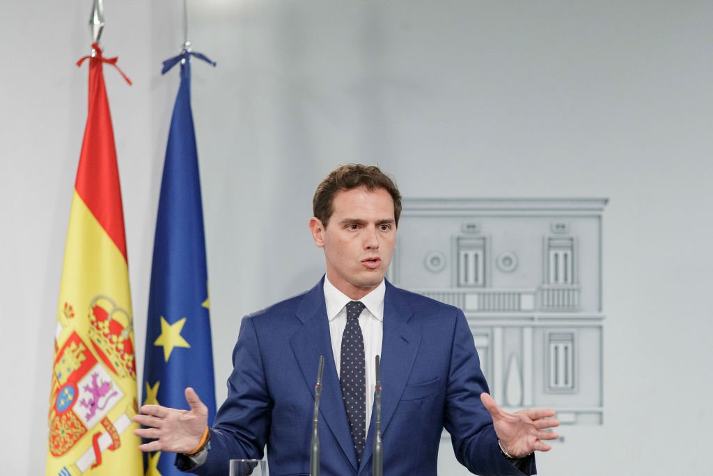 Albert Rivera en rueda de prensa tras reunirse con el presidente en funciones Pedro Sánchez. | Fuente: Getty Images