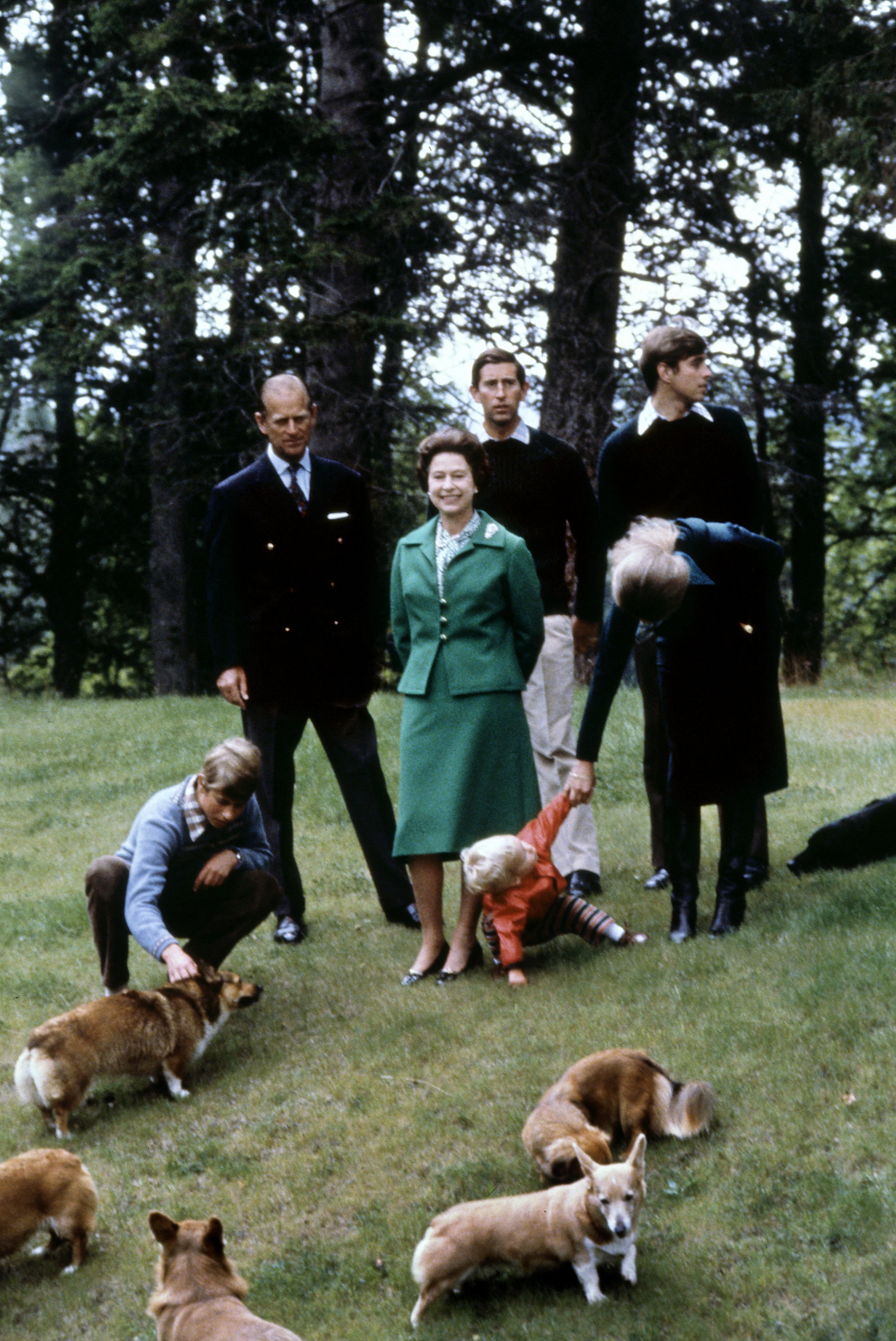 Queen Elizabeth II, Prince Phillip, Prince Charles, Prince Andrew and Princess Anne photographed at their Balmoral Castle in 1979. | Source: Getty Images 