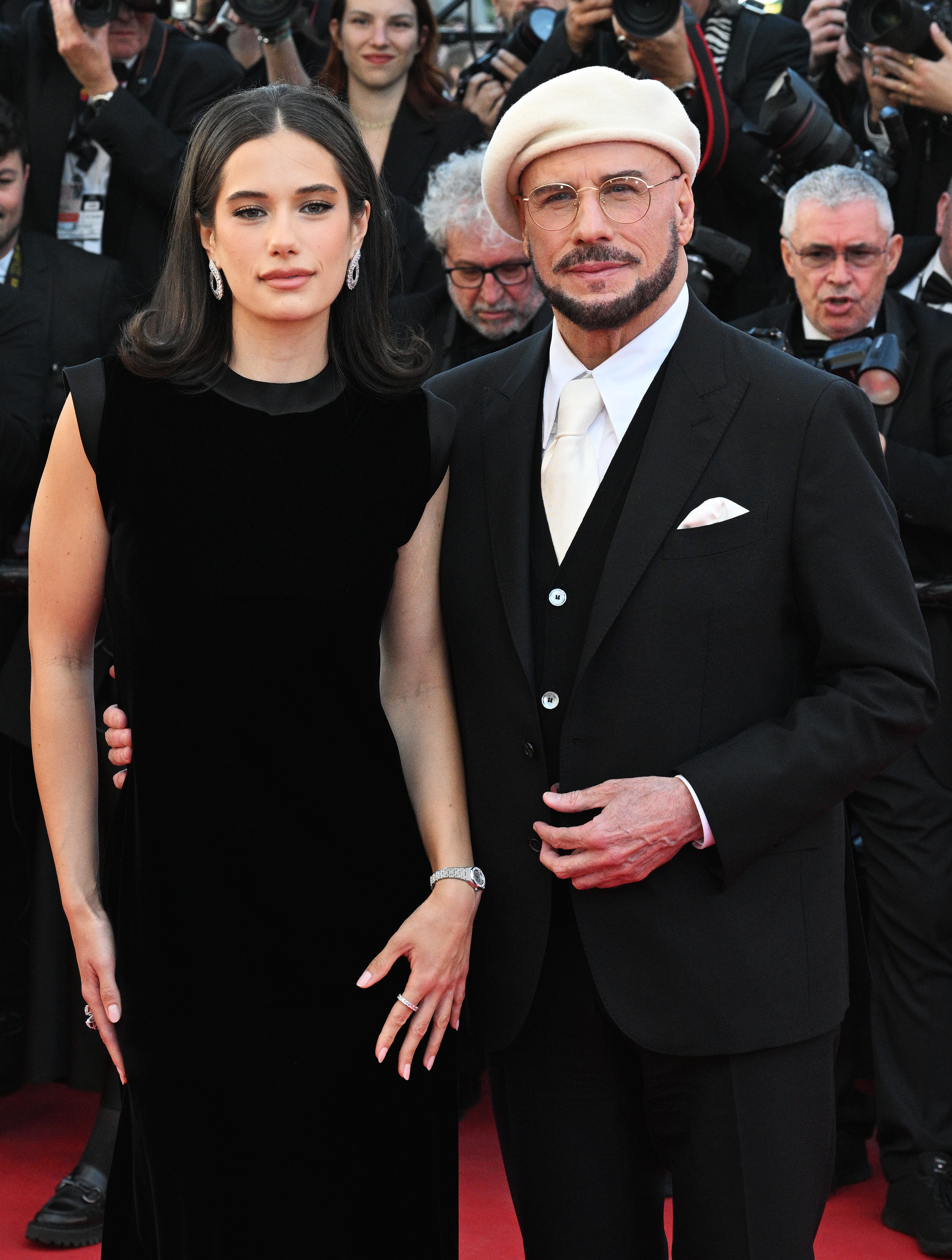 Ella Bleu Travolta and John Travolta at the screening of "Propeller One-Way Night Coach" at the Festival de Cannes held at Palais des Festivals on May 15, 2026, in Cannes, France | Source: Getty Images