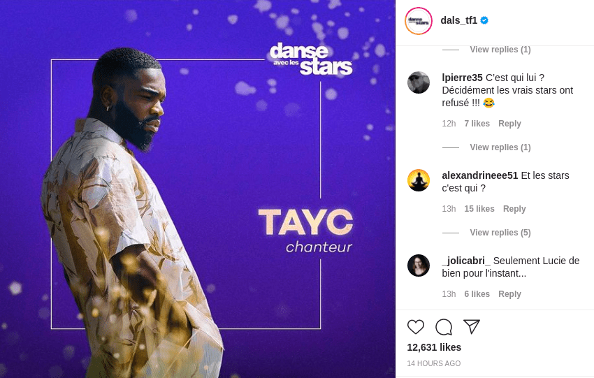 Capture d'écran Instagram Danse avec les stars. | dals_tf1