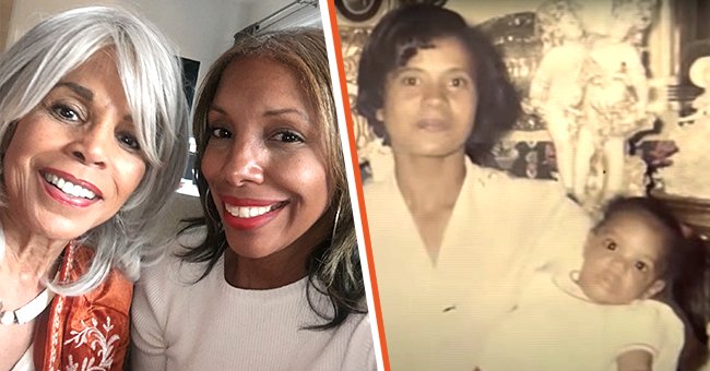 [Left] Lisa Wright with her birth mother; [Right] Wright with her adoptive mom. | Source: twitter.com/mktggirl  youtube.com/Tamron Hall Show
