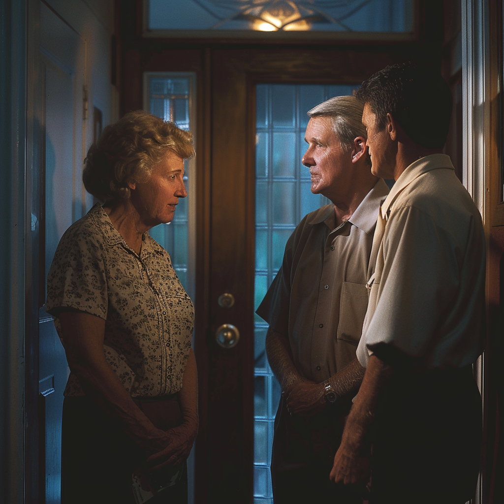 A couple talking to their son | Source: Midjourney