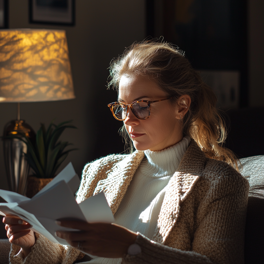 Woman reading a letter | Source: Midjourney