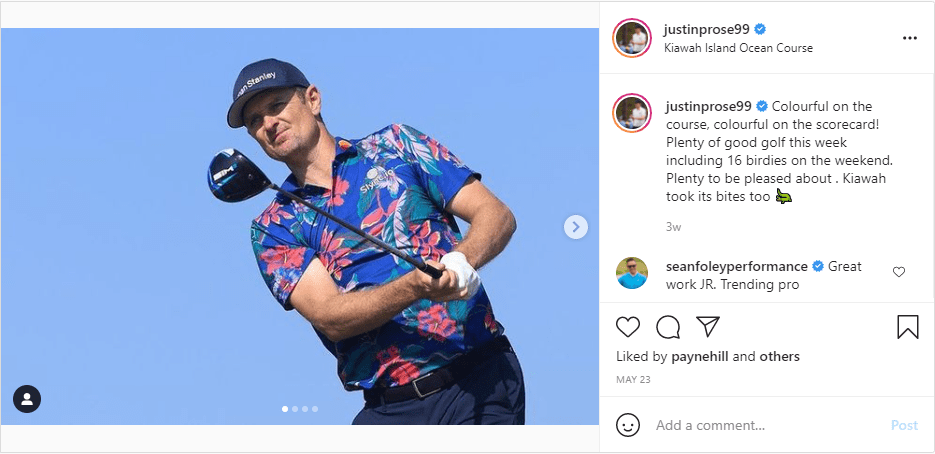 A picture of Justin Rose on Instagram | Photo: Instagram/justinprose99