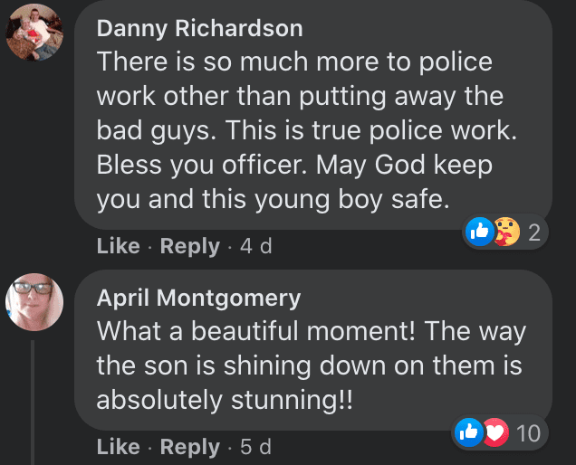 Netizens react to a young boy praying with a police officer | Photo: Facebook/LMPD.ky