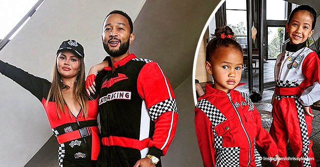 Chrissy Teigen And John Legend Dress Up As Racecar Drivers With Their ...